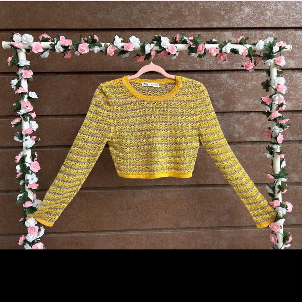 Yellow crochet long sleeve